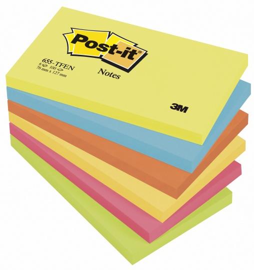 778545 Post-It 655TFEN Notatblokk POST-IT 76x127 Energetic (6) 